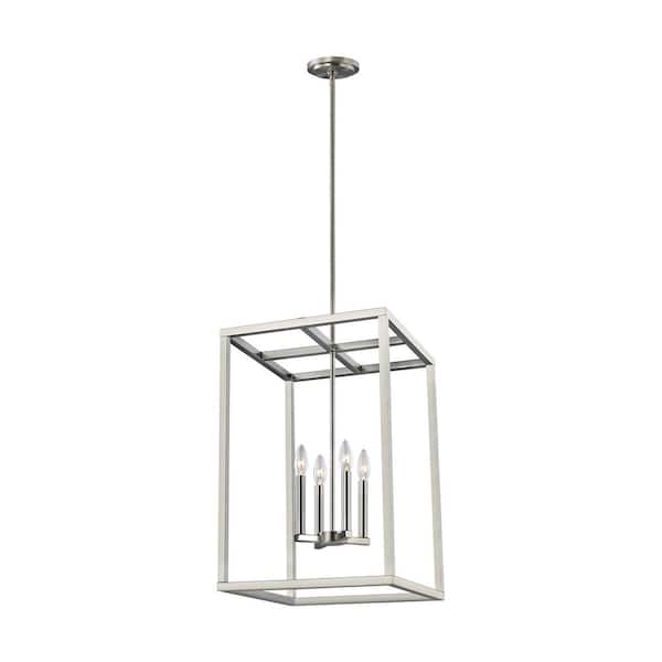 Generation Lighting Moffet Street 4-Light Brushed Nickel Hall-Foyer Pendant with Dimmable Candelabra LED Bulb
