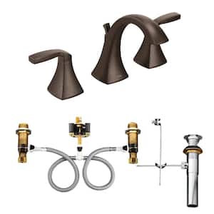 Voss 8 in. Widespread 2-Handle High-Arc Bathroom Faucet Trim Kit in Oil Rubbed Bronze (Valve Included)