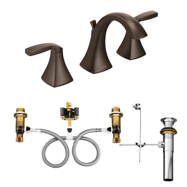 MOEN Voss 8 in. Widespread 2-Handle High-Arc Bathroom Faucet Trim Kit in Oil Rubbed Bronze (Valve Included)
