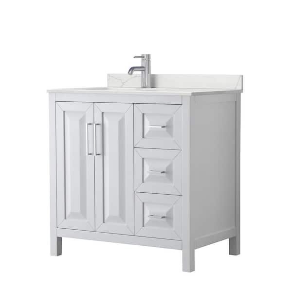 Wyndham Collection Daria 36 in. W. x 22 in. D x 35.75 in. H Single Bath Vanity in White with Giotto Quartz Top