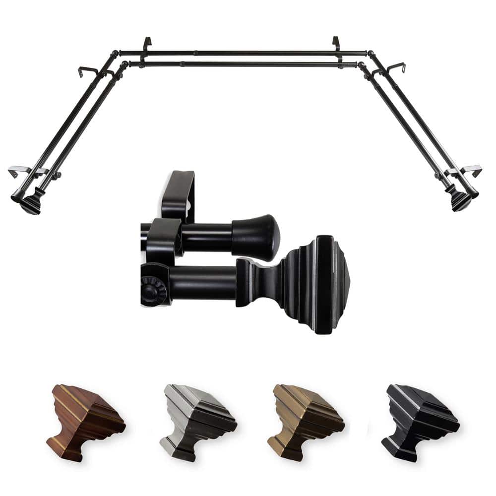 EMOH Saymna 2036 in. sides, 3872 in. center Adjustable Bay Window Double Curtain Rod 13/16 in