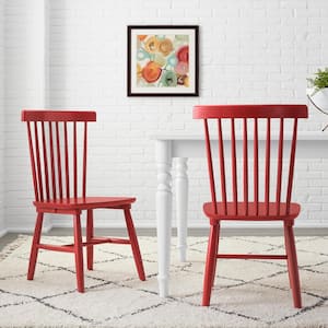 Chili Red Windsor Solid Wood Dining Chairs (Set of 2)