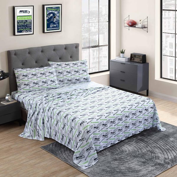 Sweet Home Collection Seattle Seahawks NFL Officially Licenced 2021 Season 4-Piece Multi Color Microfiber Full Bed Sheet Set