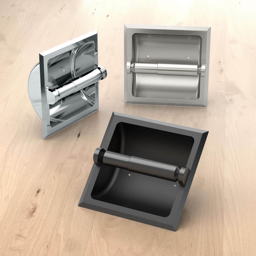 Satin Nickel Recessed Steel Toilet Paper Holder