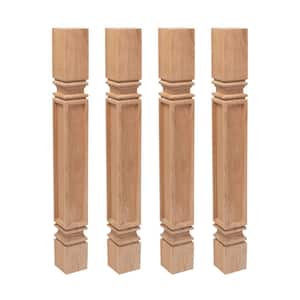 35.25 in. x 3.75 in. Unfinished Solid North American Cherry Mission Kitchen Island Leg (4-Pack)