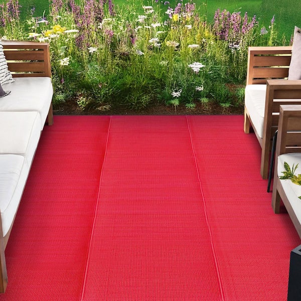Luna Red 9 ft. x 12 ft. Solid Indoor/Outdoor Area Rug