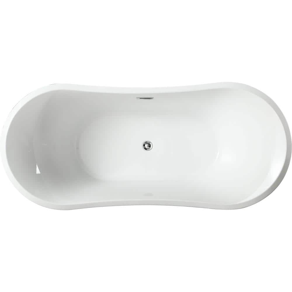 Ancona 71'' Glossy White Freestanding Acrylic Bathtub