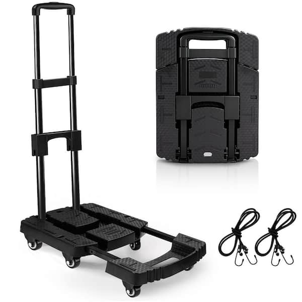 Folding Hand Truck 500 lbs, 6 Wheels Collapsible Luggage Cart with 2 Elastic Ropes, Portable Heavy Duty Dolly Cart
