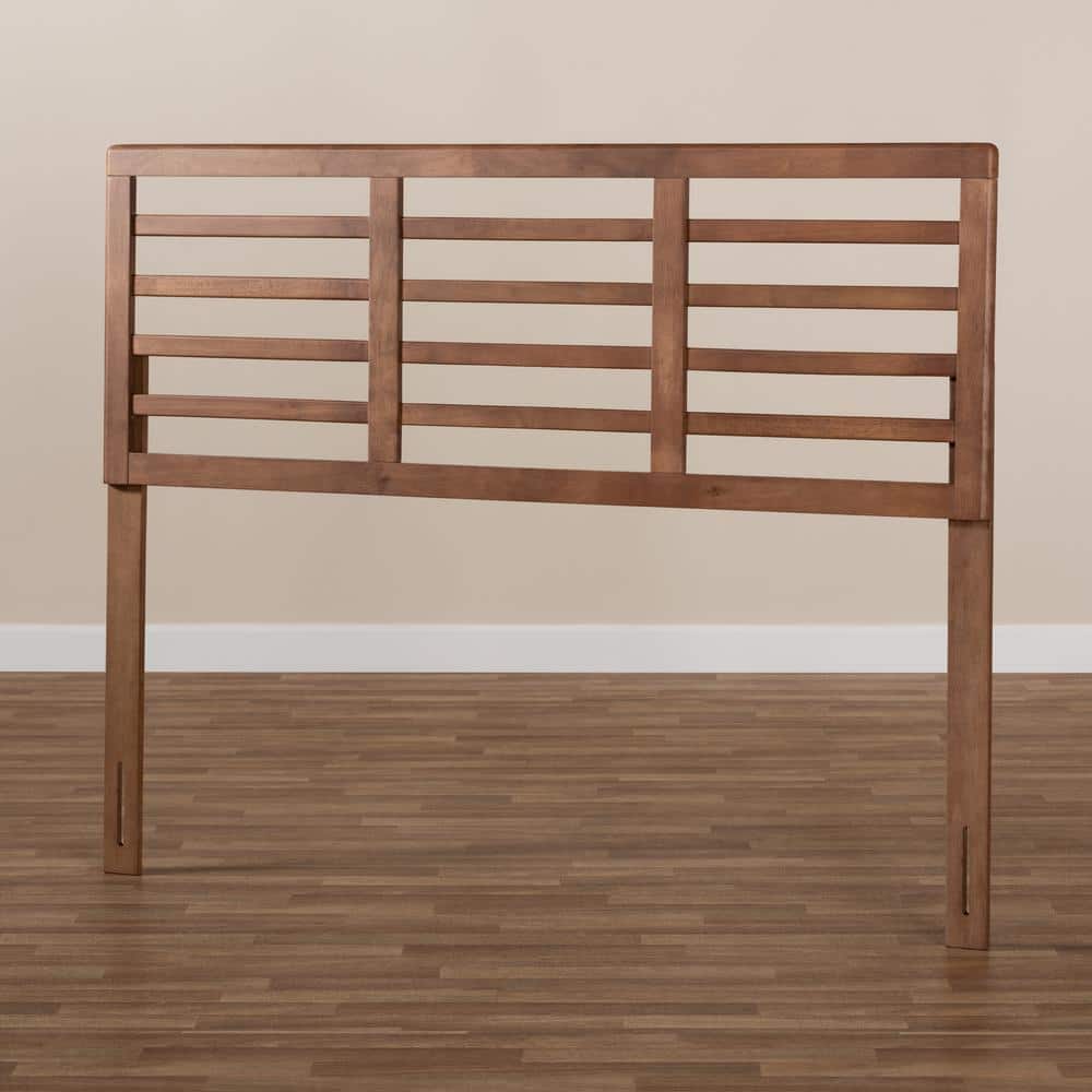 Walnut Brown Full Size Wood Slat Headboard