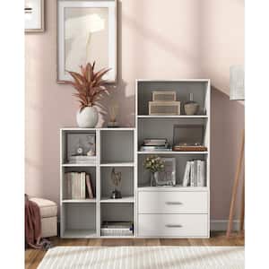 Quincy 35.27 in. Tall Stackable White Engineered wood 3-Shelf Modern Modular Slim Bookcase