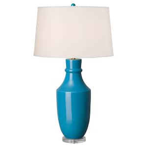 38 in. Turquoise Bella Decanter Ceramic Vase Table Lamp