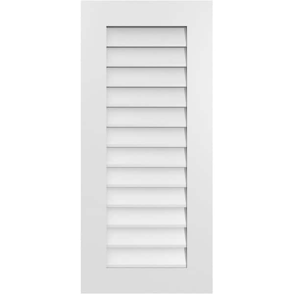 Ekena Millwork 18 in. x 40 in. Vertical Surface Mount PVC Gable Vent: Decorative with Standard Frame