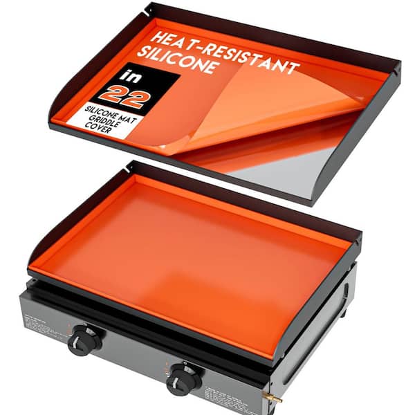 22 in. Silicone Griddle Mat Food Grade Non-Stick Heavy-Duty Heat-Resistant Griddle Protector Set with Cover