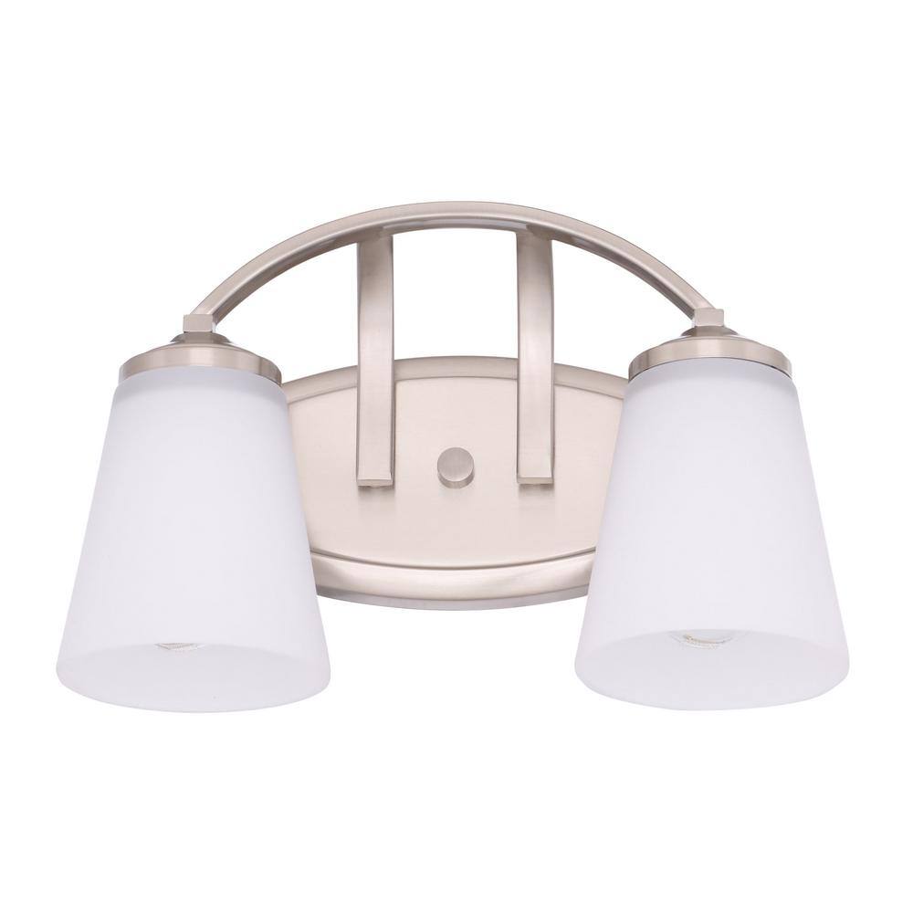 Brushed Nickel 2-Light Dimmable Bathroom Vanity Fixture