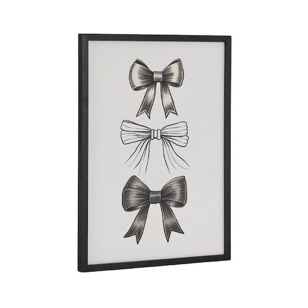 Kate and Laurel Gallery Coquette Preppy Retro Girly Black Bows by the Creative Bunch Studio Black Framed Art Print 12 in. x 16 in.