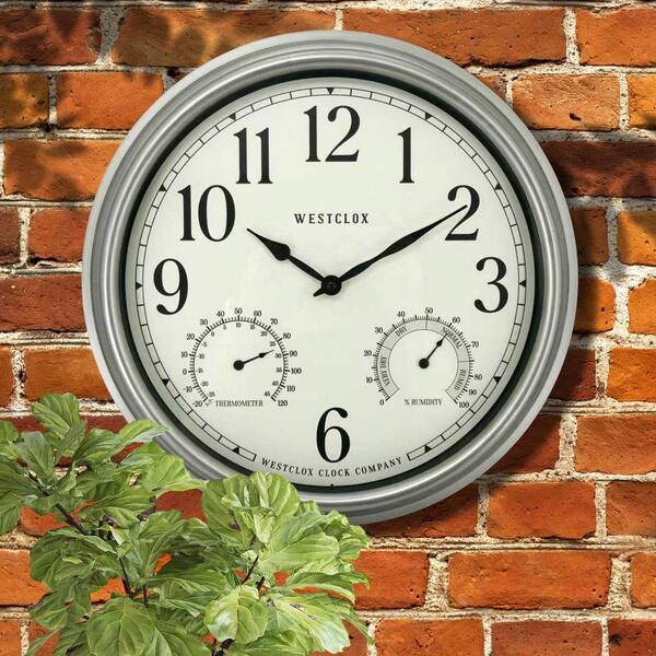 Westclox 16 in. Indoor/Outdoor Wall Clock, Silver Finish 33177S