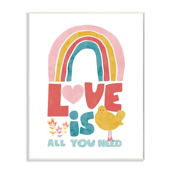 Stupell Industries "Whimsical Kid's Love Is All You Need Quote" by Jennifer McCully Unframed Typography Wood Wall Art Print 13 in. x 19 in.