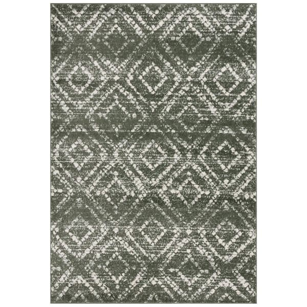 SAFAVIEH Adirondack Dark Green/Ivory 5 ft. x 8 ft. Multi-Diamonds Area Rug