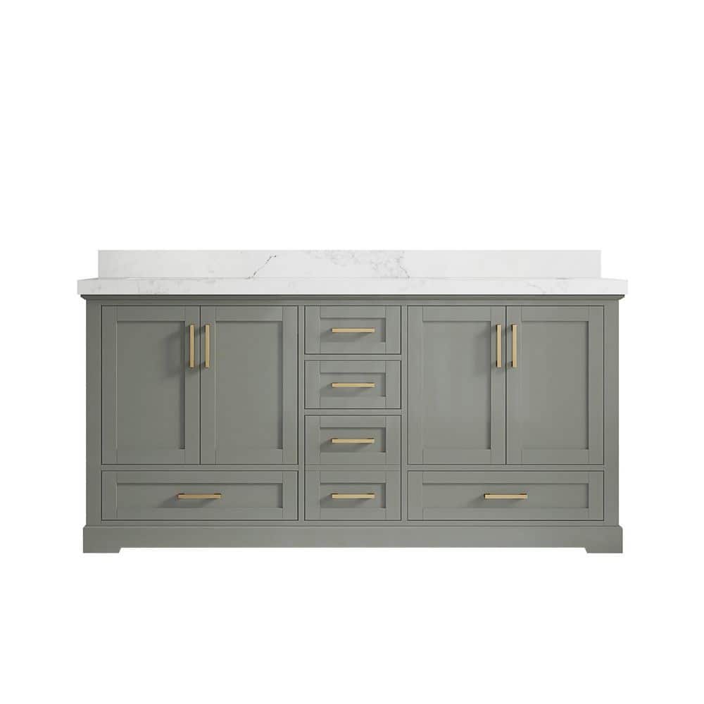 "Boston 72 in. W x 22 in. D x 36 in . H Double Sink Bath Vanity in Evergreen with 2"" Carrara Marble Top" price history on PriceWatchPro
