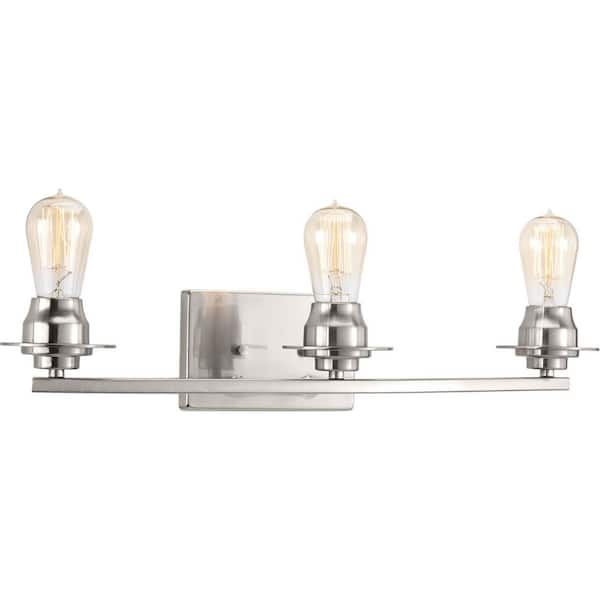 Progress Lighting Debut Collection 3-Light Brushed Nickel Farmhouse Bath Vanity Light