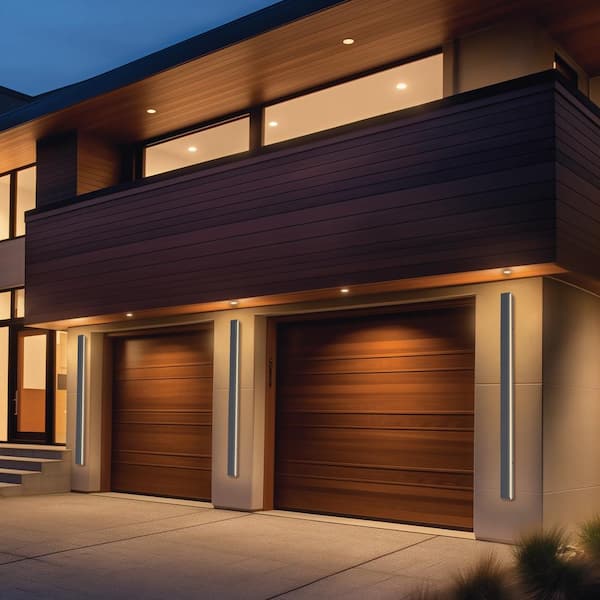 39 in. 20-Watt Black Outdoor Hardwired Linear Waterproof with Integrated LED Wall Lantern Sconce, 3000K Warm White