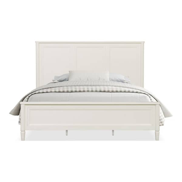 ベッドフレーム White bed frame VECELO Upholstered Bed, White Metal Frame King Platform Bed