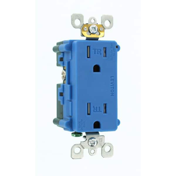 Decora Plus 15 Amp 125 V Surge Protective Tamper Resistant Duplex Outlet/Receptacle, Blue (1-Pack) T5280-B