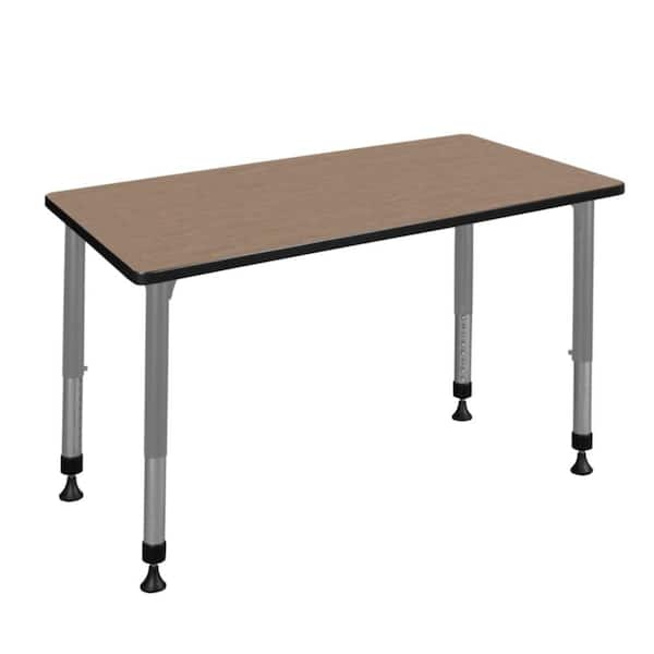 Kee 42 in. x 24 in. Noble Oak Height Adjustable Classroom Activity Table Desk with Grey Base