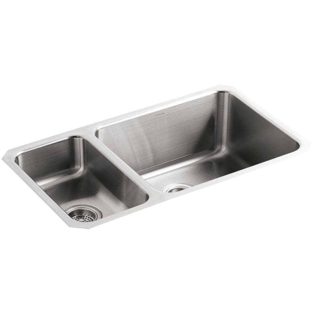 Undertone Undercounter Stainless Steel 31.5 in. 0 hole Double Basin Kitchen