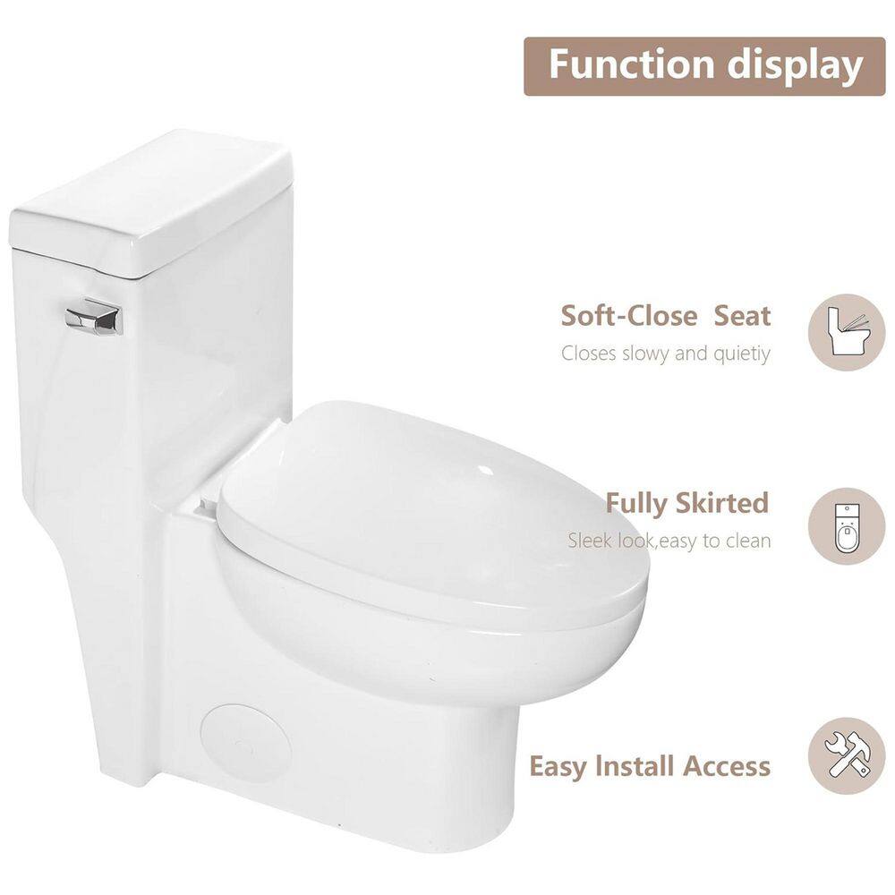 Glossy White Ceramic Elongated One-Piece Corner Toilet