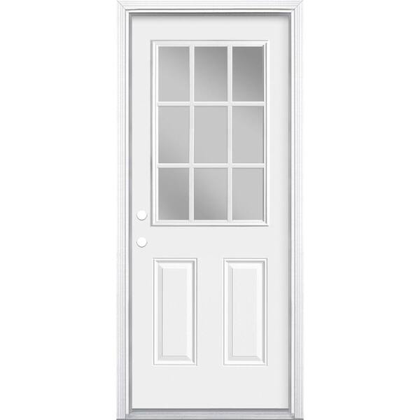 Masonite 32 in. x 80 in. Premium 9 Lite Primed White Right Masonite 32 in. x 80 in. Premium 9 Lite Primed White Right