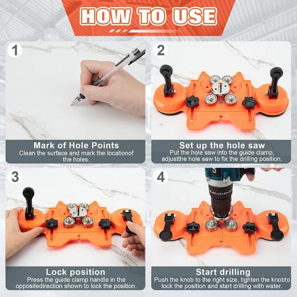 Angel Sar Diamond Hole Saw Kit, Tile Hole Saw with Double Suction