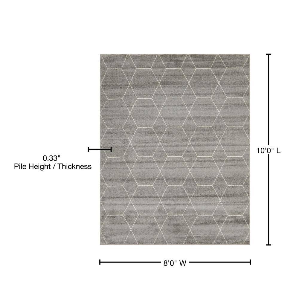 Light Gray Synthetic 8' x 10' Trellis Rectangular Rug
