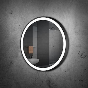 40 in. W x 40 in. H Round Gold Framed Wall Mounted Bathroom Vanity Mirror 6000K LED