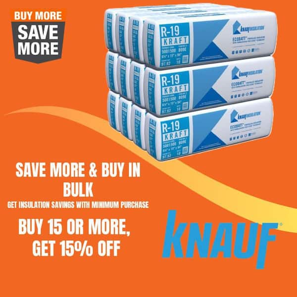 R-19 EcoBatt Kraft Faced Fiberglass Insulation Batt 15 in. x 94 in. x 6-1/4 in.