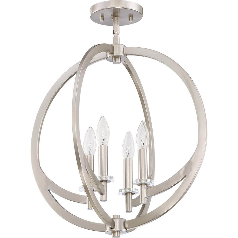 Brushed Nickel 18" Globe Pendant Light with Glass Shade