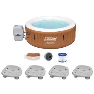 Miami 4-Person AirJet Inflatable Hot Tub with 4 Pack SaluSpa Spa Seat