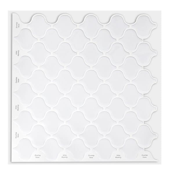 10 in. x 10 in. Vinyl Peel and Stick Wall Tiles, Self Adhesive Backsplash Tiles for Kitchens, Bathrooms (White, 10-Pack)