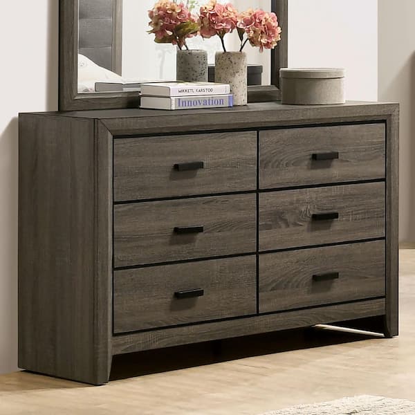 Furniture of America Morningside Gray 6-Drawer 47.25 in. Wide Dresser IDF-7927D