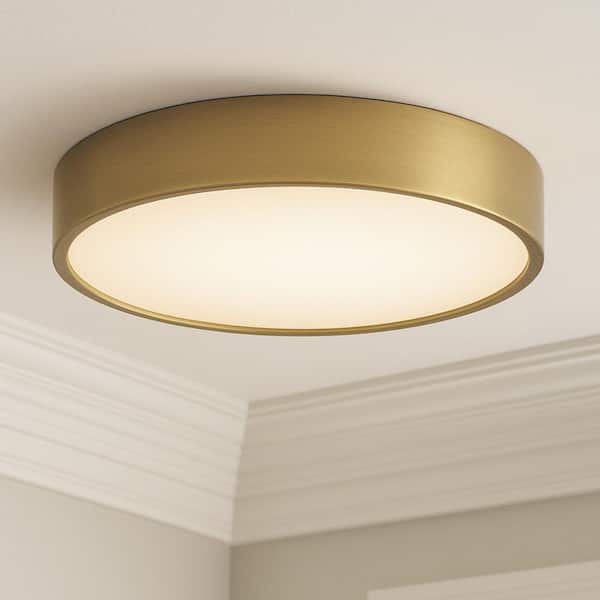 Bailey 2.5 in. 1-Light Light Antique Brass Integrated LED Flush Mount