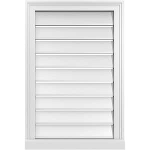 20 in. x 30 in. Vertical Surface Mount PVC Gable Vent: Functional with Brickmould Sill Frame