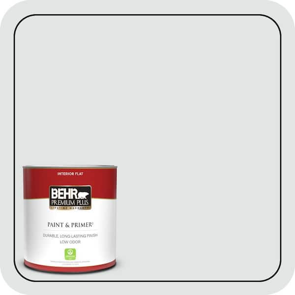 BEHR PREMIUM PLUS 1 qt. #BL-W02 Ice Sculpture Flat Low Odor Interior Paint & Primer