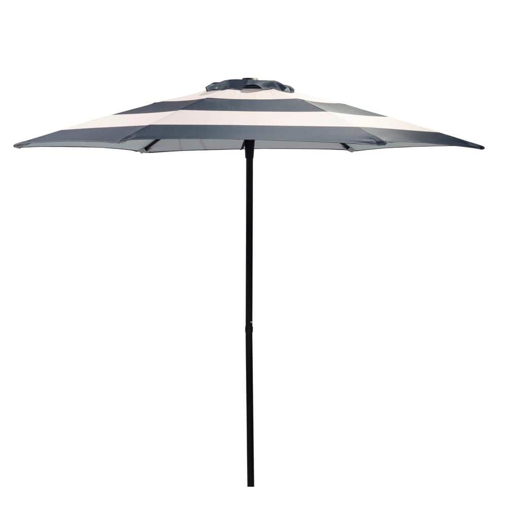 7.5 ft. Market Aluminum Patio Umbrella in Striped Blue and White