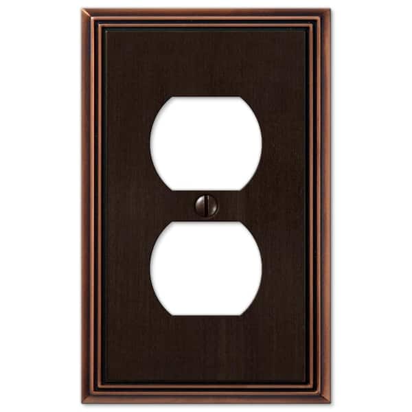 AMERELLE Rhodes 1 Gang Duplex Metal Wall Plate - Aged Bronze