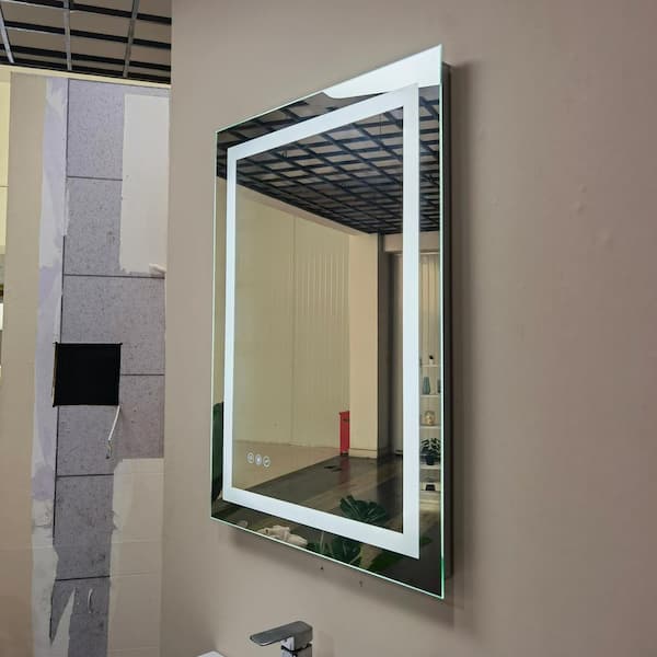 Unbranded Kelmscott 24 in. W x 36 in. H Large Rectangular Frameless Anti-Fog Wall Bathroom Vanity Mirror in Silver