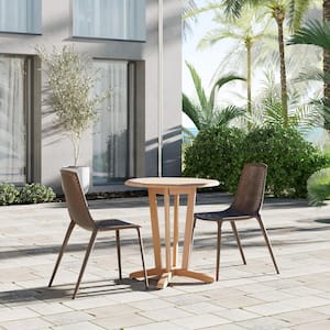 MaiMai 3-Piece Eucalyptus Wood And Resin Patio Rectangular Dining Table Set Ideal for Outdoors, Brown