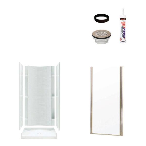 STERLING Accord 36 in. x 36 in. x 77 in. Shower Kit with Shower Door in White/Nickel-DISCONTINUED