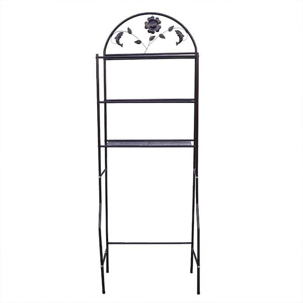 YIYIBYUS Bronze (Close To Black) Freestanding 3-Tier Painted Iron Pipe Shelving Unit (24.4 in. W x 70.9 in. H x 12.6 in. D)