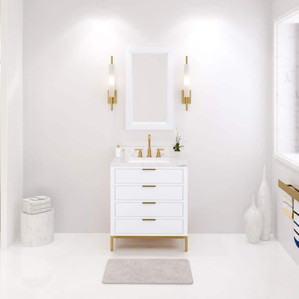 Bristol 30 in. W x 21.5 in. D Vanity in Pure White with Marble Top in White with White Basin price history on PriceWatchPro