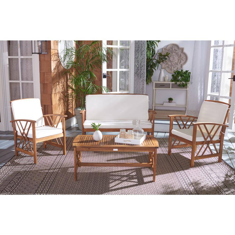 Fontana Brown Acacia 4-Piece Outdoor Conversation Set